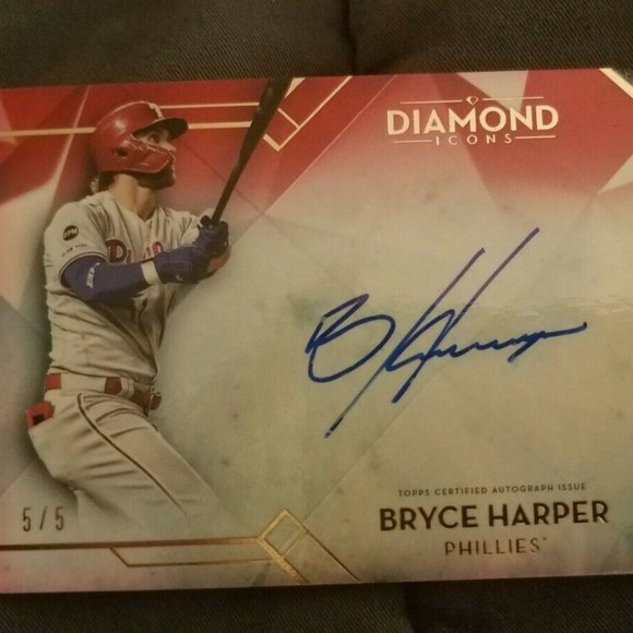 2020 Topps Diamond Icons Autograph Card BRYCE HARPER 5/5 RED VARIANT PHILLIES
